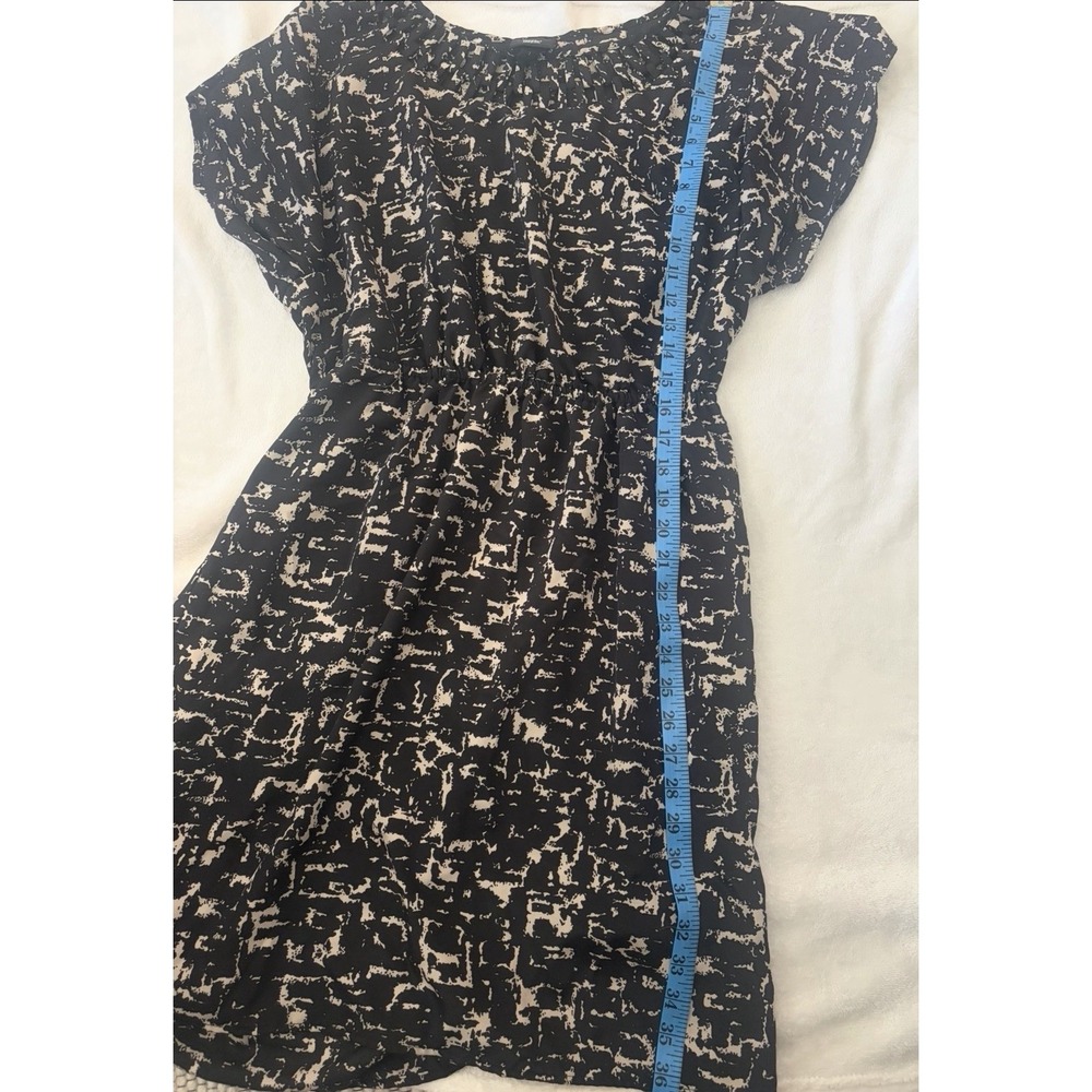 Women's Mossimo Dress Sz L elastic waist black/beige cap slv polyester - Picture 10 of 10